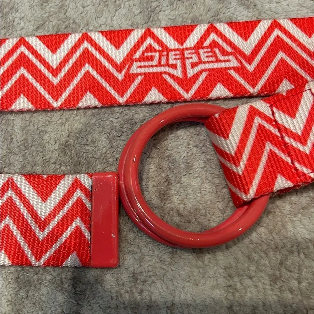 Diesel Chevron Patterned Belt - Pink coral
